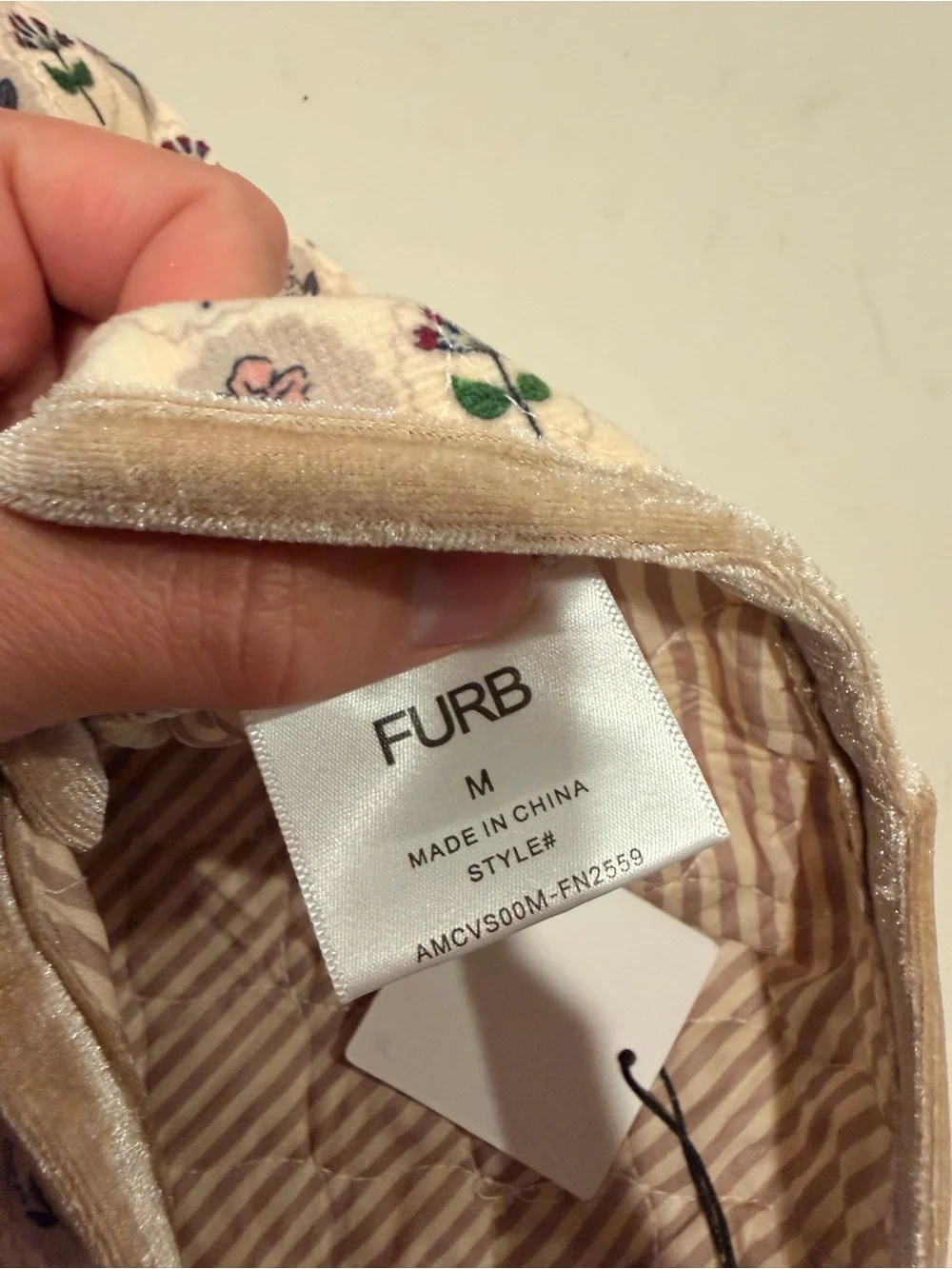 FURB FUR-GET ME NOT FLORAL QUILTED DOG VEST SZ M